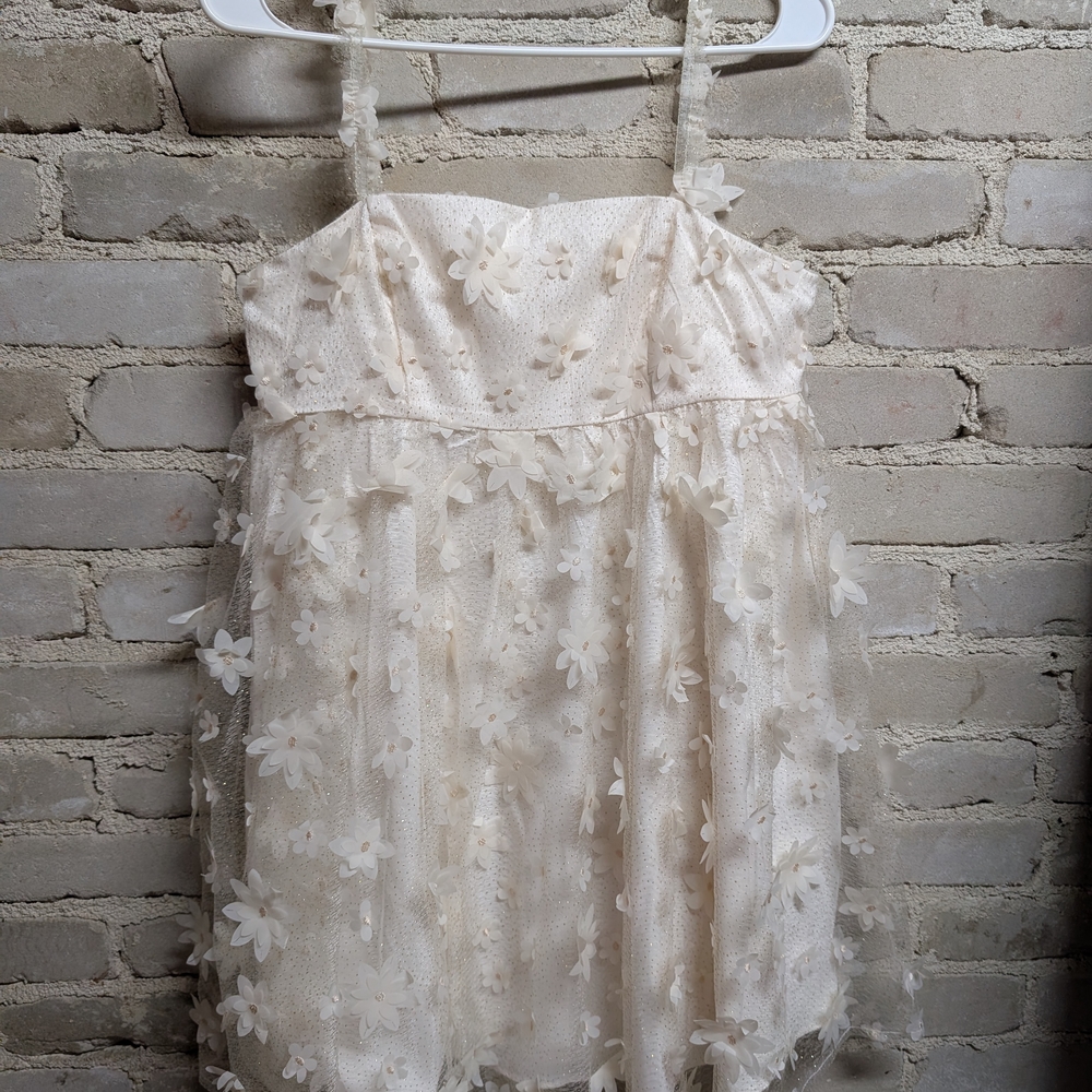 Elegant Cream Floral Kids Dress
